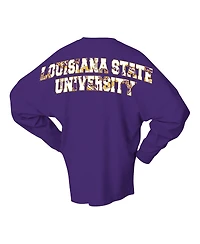Spirit Jersey Women's Purple Lsu Tigers Oversized Preppy Long Sleeve T-Shirt