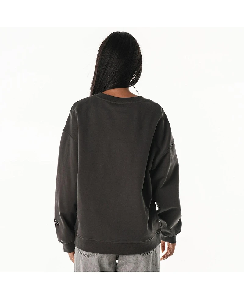 The Wild Collective Women's Charcoal Baltimore Ravens Rock Crystal Oversized Crewneck Sweatshirt