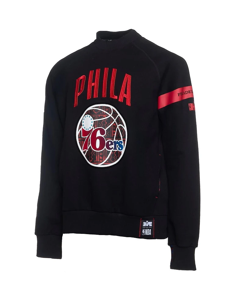 Two Hype x Nba Men's Black Philadelphia 76ers Culture Hoops Collection Premium Pullover Sweatshirt