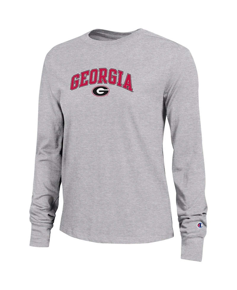 Champion Women's Gray Georgia Bulldogs Arch Over Logo Long Sleeve T-Shirt