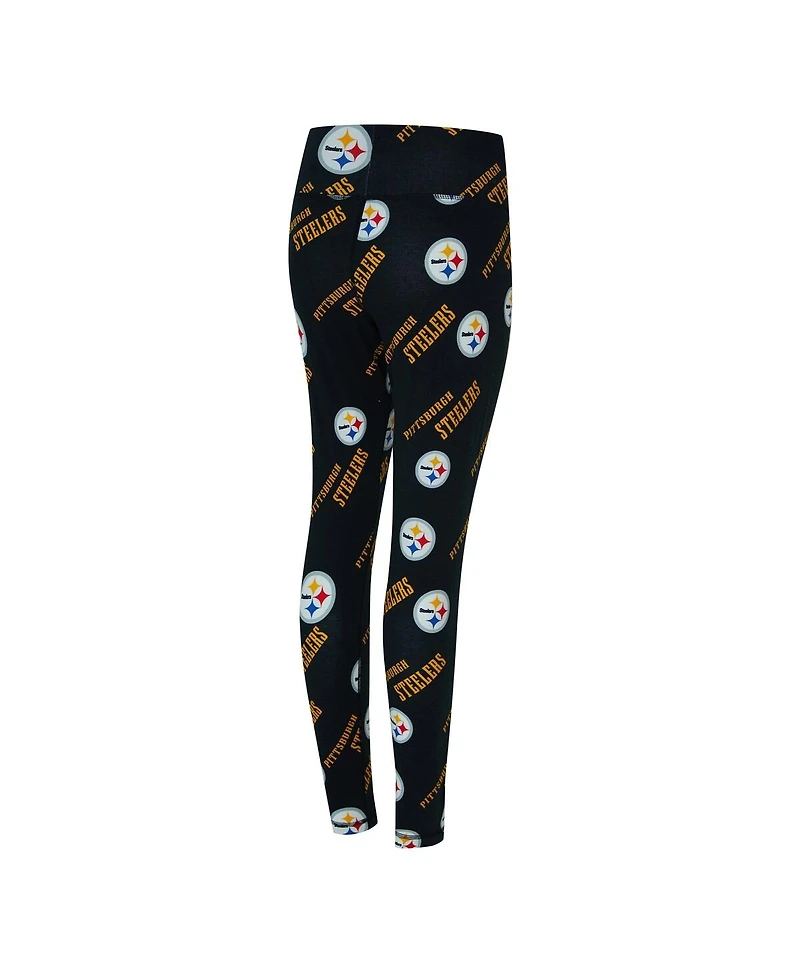 Concepts Sport Women's Black Pittsburgh Steelers Mosaic Allover Print Leggings
