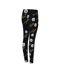 Concepts Sport Women's Black Pittsburgh Steelers Mosaic Allover Print Leggings