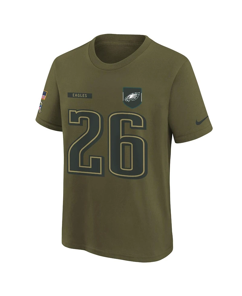 Nike Big Boys and Girls Saquon Barkley Olive Philadelphia Eagles 2025 Salute to Service Name Number T-Shirt