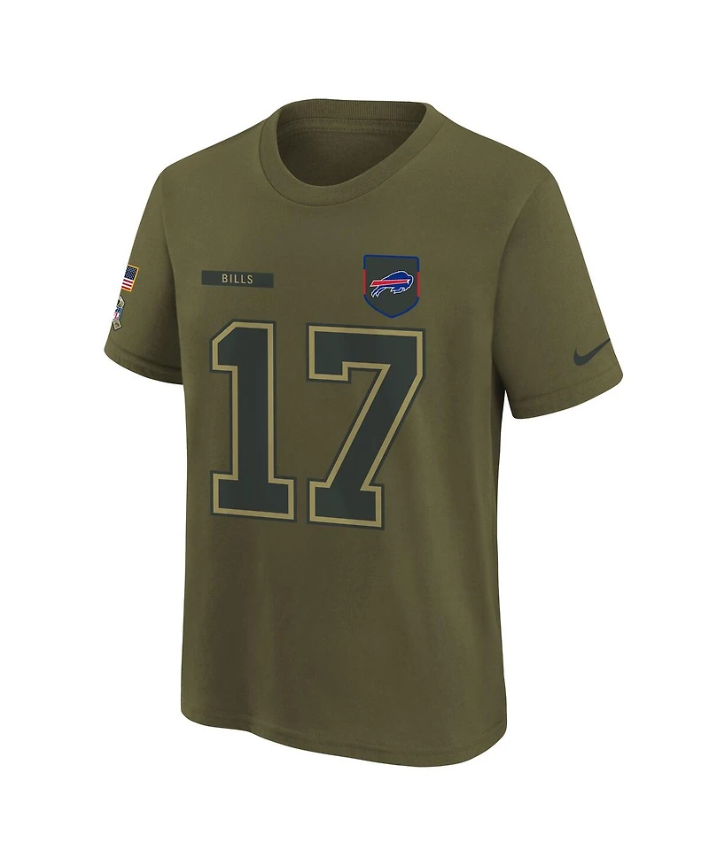 Nike Big Boys and Girls Josh Allen Olive Buffalo Bills 2025 Salute to Service Name Number T-Shirt