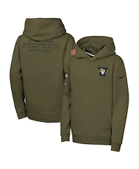 Nike Big Boys and Girls Olive Los Angeles Rams 2025 Salute to Service Club Fleece Hoodie