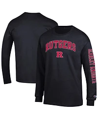 Champion Men's Black Rutgers Scarlet Knights Arch Over Logo 2-Hit Long Sleeve T-Shirt
