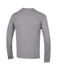 Champion Men's Heather Gray Michigan Wolverines Arch Over Logo 2-Hit Long Sleeve T-Shirt