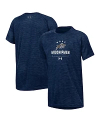 Under Armour Big Boys and Girls Heather Navy Midshipmen Ultra Soft Rye Tech Performance T-Shirt