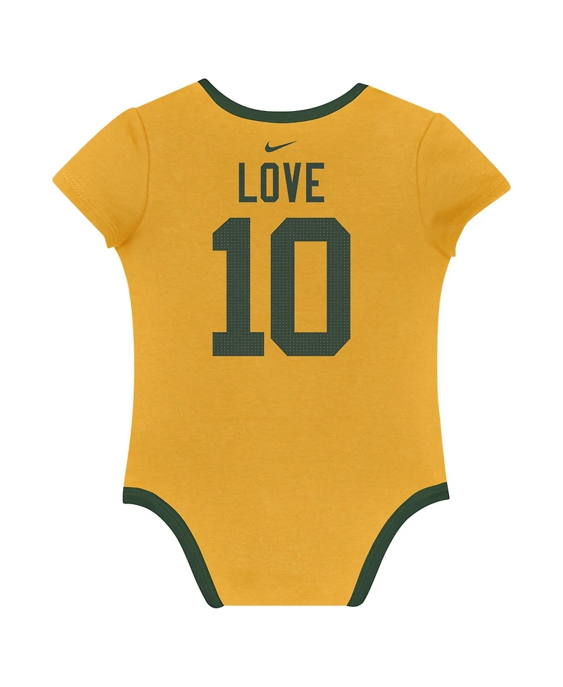Nike Baby Boys and Girls 3-Pack Jordan Love Green Bay Packers Name Number Bodysuit Set