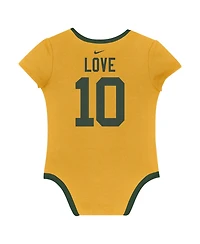 Nike Baby Boys and Girls 3-Pack Jordan Love Green Bay Packers Name Number Bodysuit Set
