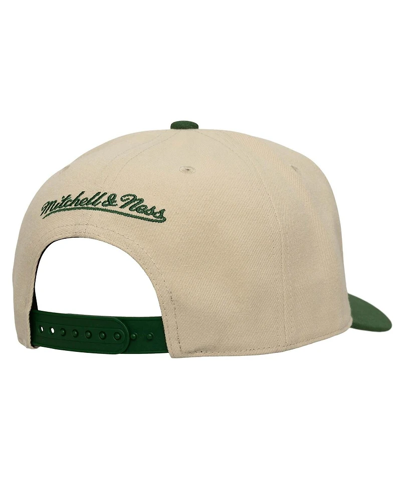 Mitchell & Ness Men's Cream/Green Portland Timbers Upside Down Pro Pinch Snapback Hat