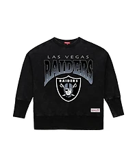 Mitchell & Ness Women's Black Las Vegas Raiders Delineate Mineral Wash Crewneck Sweatshirt