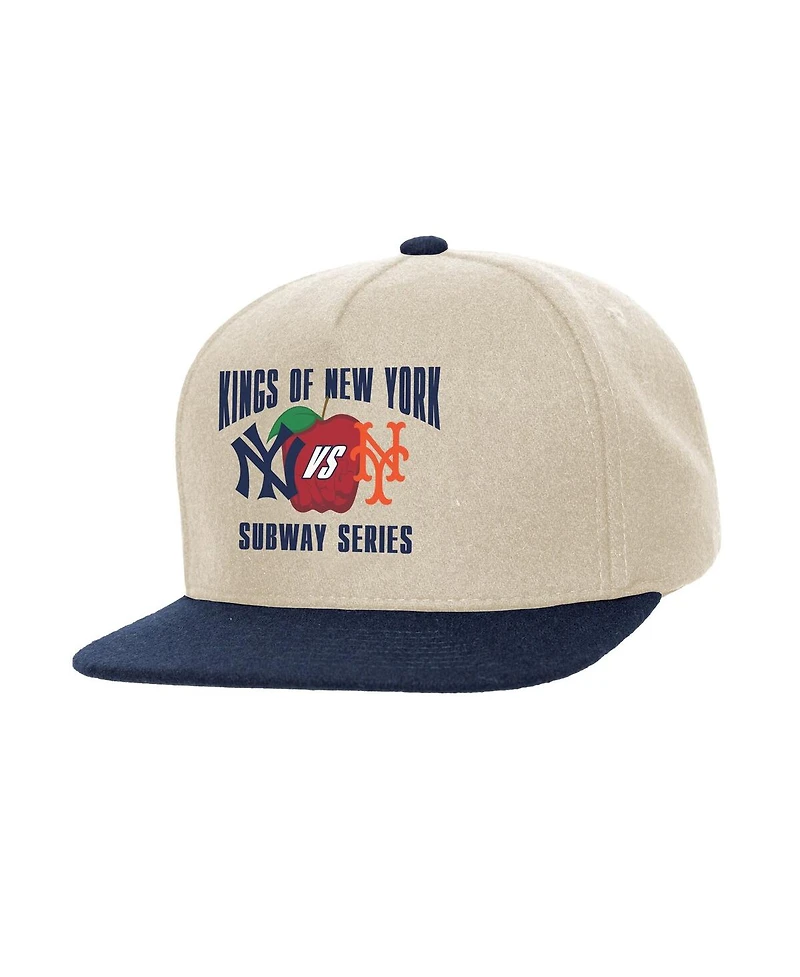 Mitchell & Ness Cream New York Yankees vs. New York Mets Subway Series Matchup Pro Pinch Snapback Hat