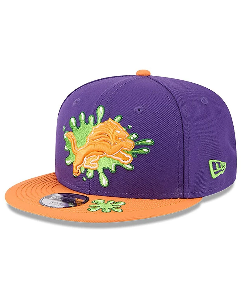 New Era Big Boys and Girls Purple/Orange Detroit Lions Nickelodeon Slime 9FIFTY Snapback Hat