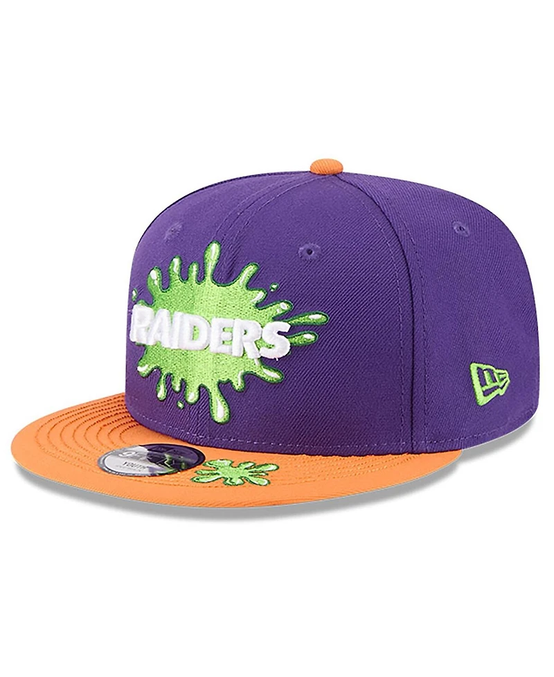 New Era Big Boys and Girls Purple/Orange Las Vegas Raiders Nickelodeon Slime 9FIFTY Snapback Hat