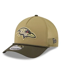 New Era Big Boys and Girls Green/Dark Green Baltimore Ravens 2025 Salute to Service 9FORTY A-Frame Adjustable Hat
