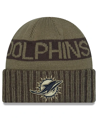 New Era Men's Dark Green Miami Dolphins 2025 Salute to Service Cuffed Knit Hat