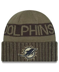 New Era Men's Dark Green Miami Dolphins 2025 Salute to Service Cuffed Knit Hat