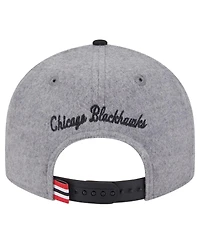 New Era Men's Gray/Black Chicago Blackhawks Wool Pin Low Profile 9FIFTY Snapback Hat