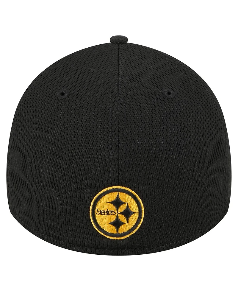 New Era Men's Black Pittsburgh Steelers Scoreboard 39THIRTY Flex Hat