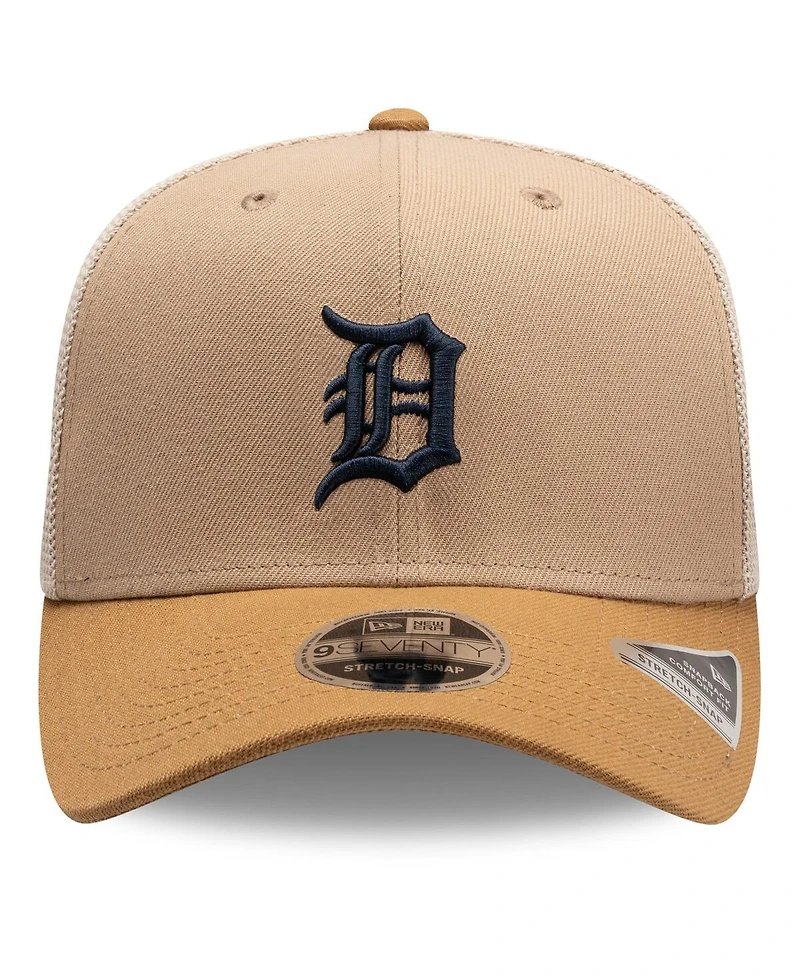 New Era Men's Stone/White Detroit Tigers 9SEVENTY Trucker Adjustable Hat