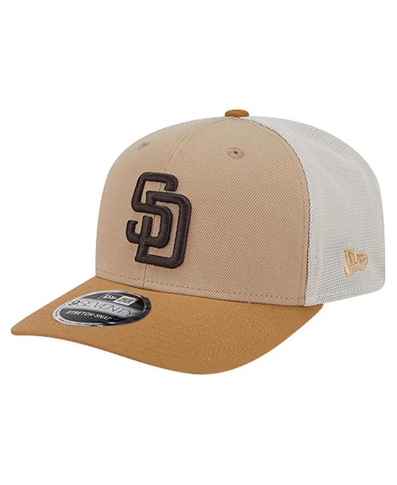 New Era Men's Stone/White San Diego Padres 9SEVENTY Trucker Adjustable Hat