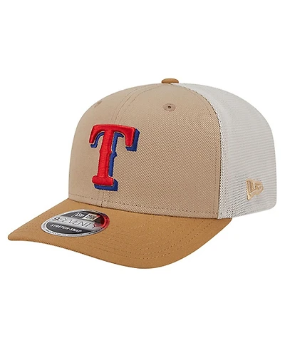 New Era Men's Stone/White Texas Rangers 9SEVENTY Trucker Adjustable Hat