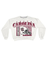 Pressbox Women's White South Carolina Gamecocks Oversized Janice Retro Waist-Length Sweatshirt