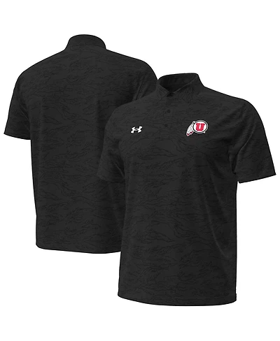 Under Armor Men's Black Utah Utes Drive Camo Jacquard Polo Shirt