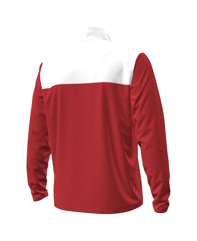 Under Armour Men's Red/White Wisconsin Badgers Green Blocked Quarter-Zip Pullover Hoodie