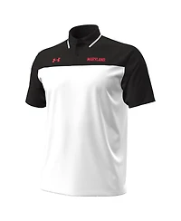 Under Armour Men's White/Black Maryland Terrapins Green Blocked Polo Shirt