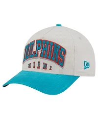 New Era Men's Cream/Aqua Miami Dolphins Throwback Two-Tone Sided Corduroy 9FORTY A-Frame Adjustable Hat