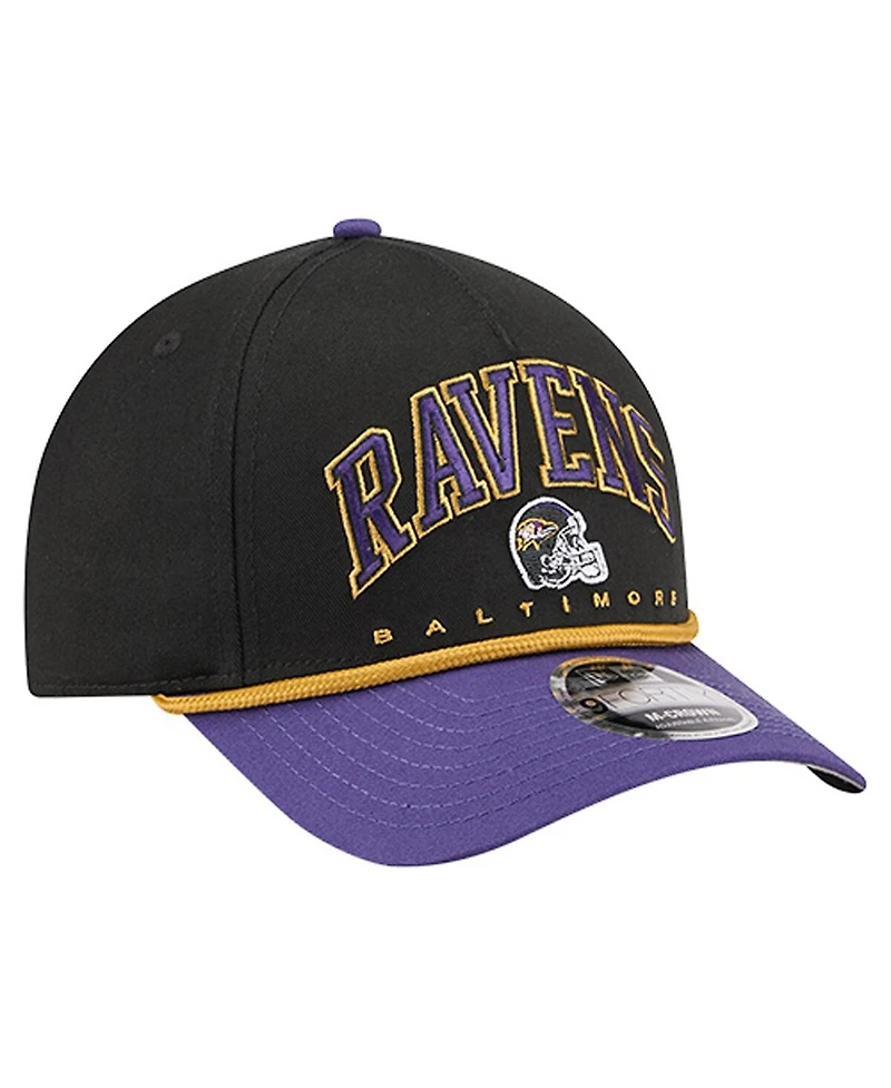 New Era Men's Black Baltimore Ravens Arch 9FORTY A-Frame Adjustable Hat