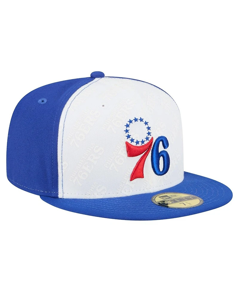 New Era Men's White/Royal Philadelphia 76ers Repeat 59Fifty Fitted Hat