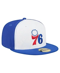 New Era Men's White/Royal Philadelphia 76ers Repeat 59Fifty Fitted Hat