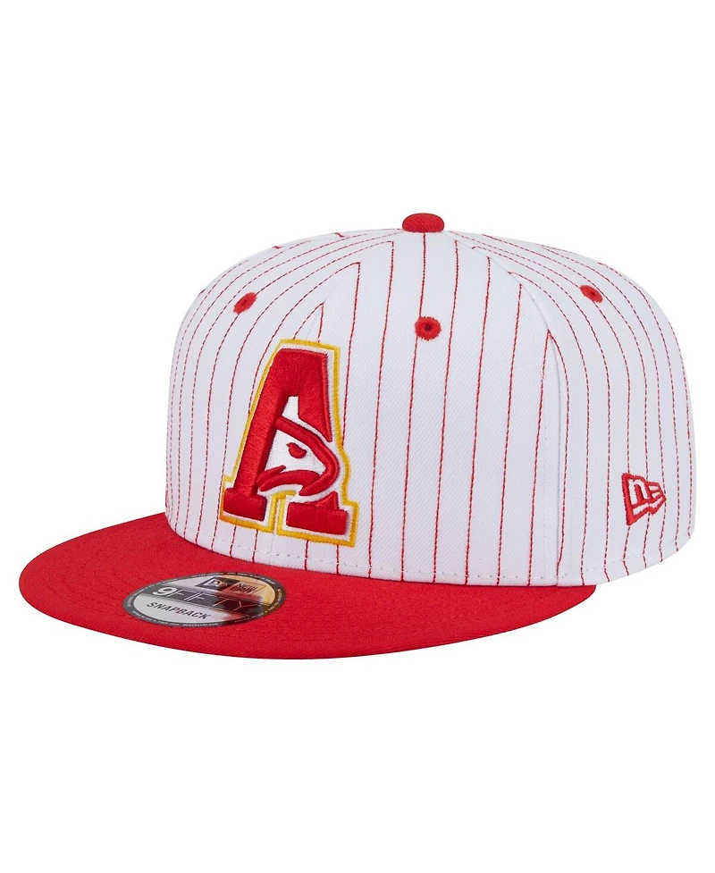 New Era Men's White/Red Atlanta Hawks Deceptor Pinstripe 9FIFTY Snapback Hat