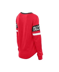 New Era Women's Red Atlanta Falcons Throwback Lace-Up Long-Sleeve T-Shirt