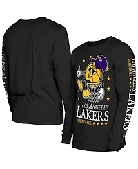New Era Men's Black Los Angeles Lakers Old School Sport Long Sleeve T-Shirt