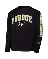 Champion Big Boys and Girls Black Purdue Boilermakers Distressed Arch Over Logo Long Sleeve T-Shirt