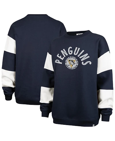 '47 Brand Women's Navy Pittsburgh Penguins Eephus Barred Pullover Sweatshirt