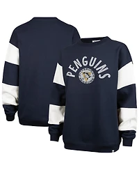 '47 Brand Women's Navy Pittsburgh Penguins Eephus Barred Pullover Sweatshirt