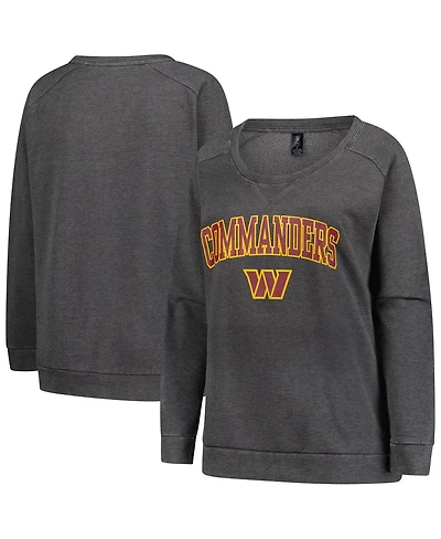 Profile Women's Charcoal Washington Commanders Plus Acid Wash Raglan Sweatshirt