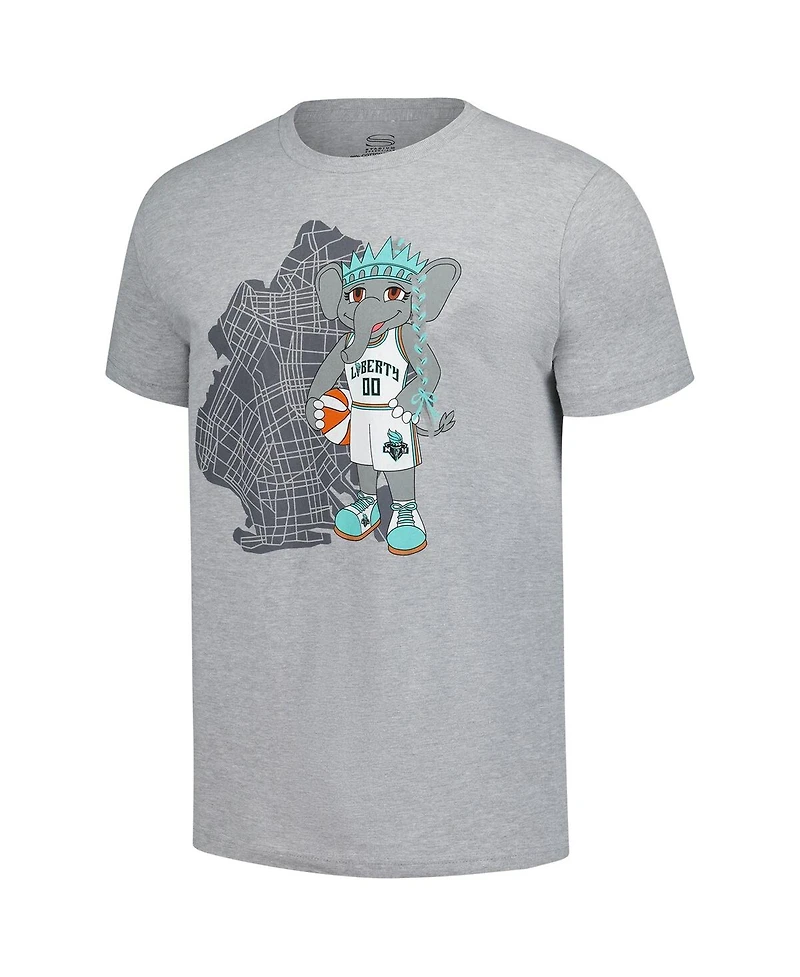 Stadium Essentials Men's and Women's Heather Gray New York Liberty Ellie Mascot Borough T-Shirt