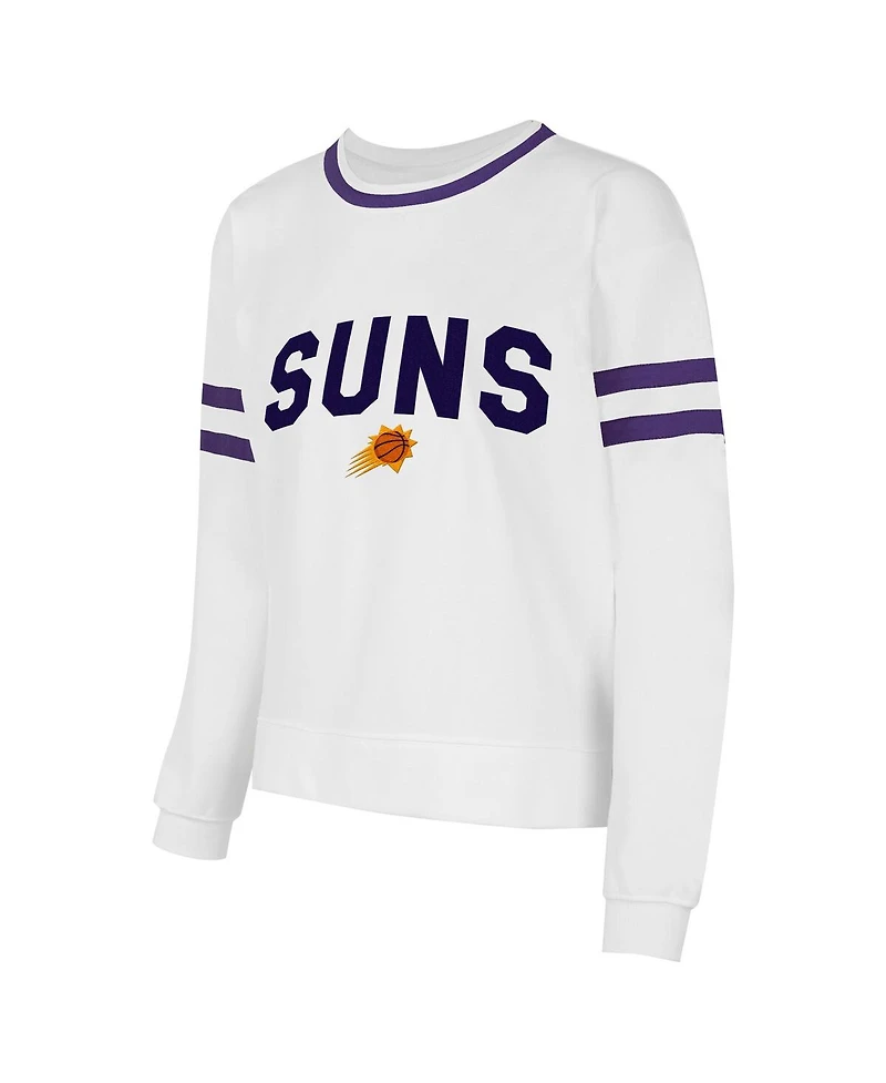 Concepts Sport Women's White/Purple Phoenix Suns Borough Pullover Sweatshirt