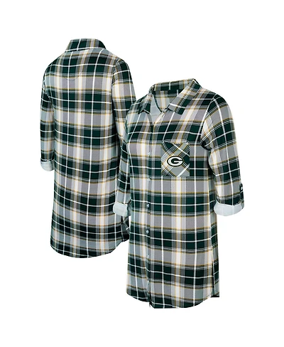 Concepts Sport Women's Green Bay Packers Ashford Plaid Knit Nightshirt