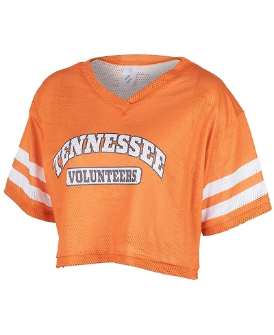 ZooZatz Women's Tennessee Orange Volunteers Mesh Cropped V-Neck T-Shirt