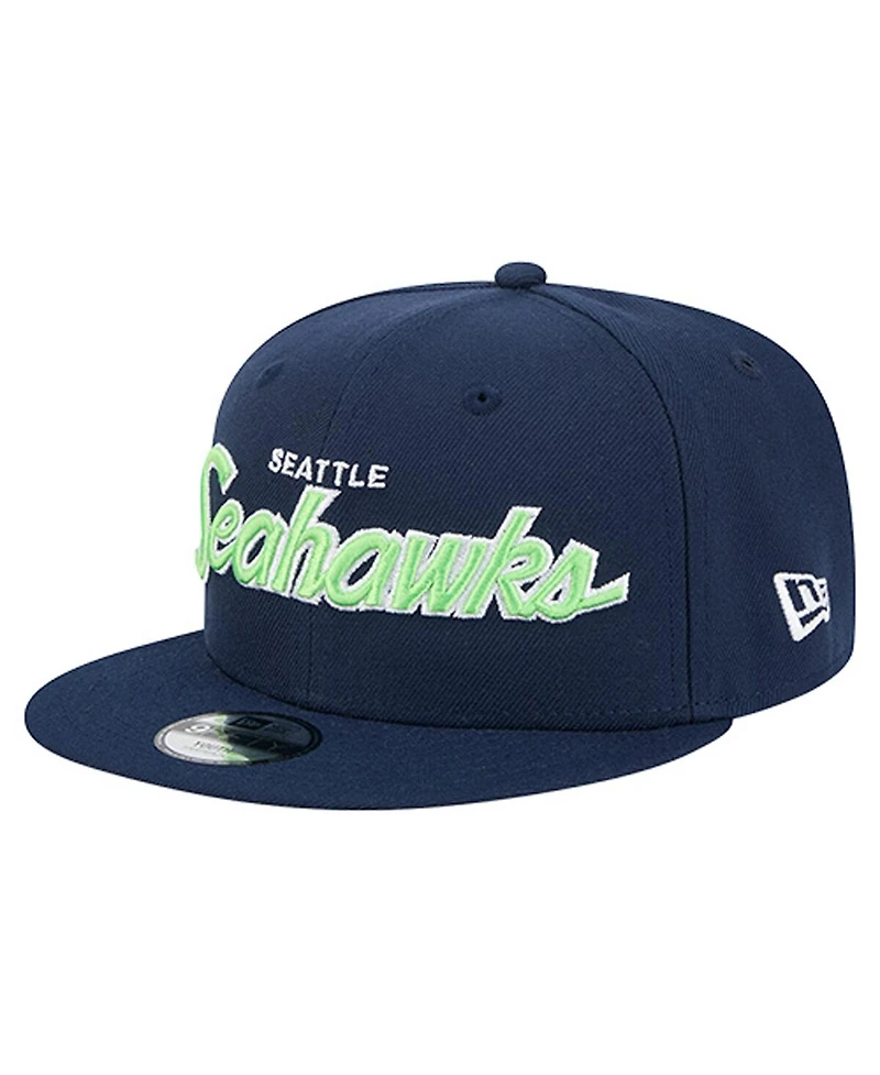 New Era Big Boys and Girls Navy Seattle Seahawks Main Script 9FIFTY Snapback Hat