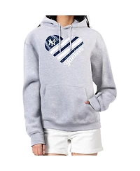 G-iii 4Her by Carl Banks Women's Heather Gray New York Yankees Heart Fleece Pullover Hoodie