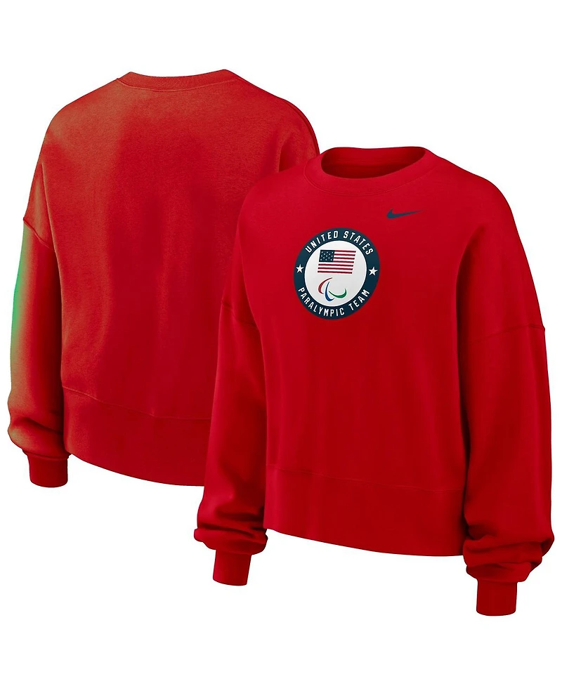 Nike Women's Red U.s. Paralympics Oversized Phoenix Fleece Sweatshirt