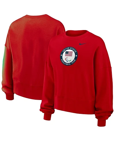 Nike Women's Red U.s. Paralympics Oversized Phoenix Fleece Sweatshirt